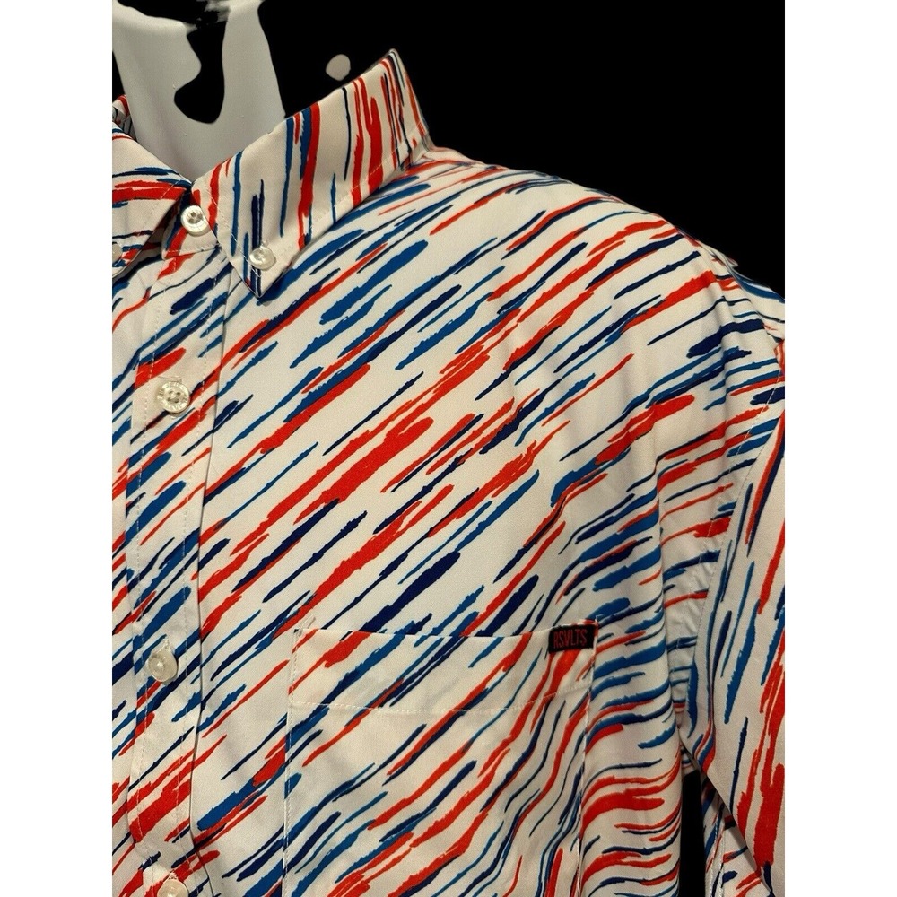 RSVLTS Mens Shirt Dare Mighty Things‎ Button Shirt Red/White/Blue Pattern L - Picture 2 of 9